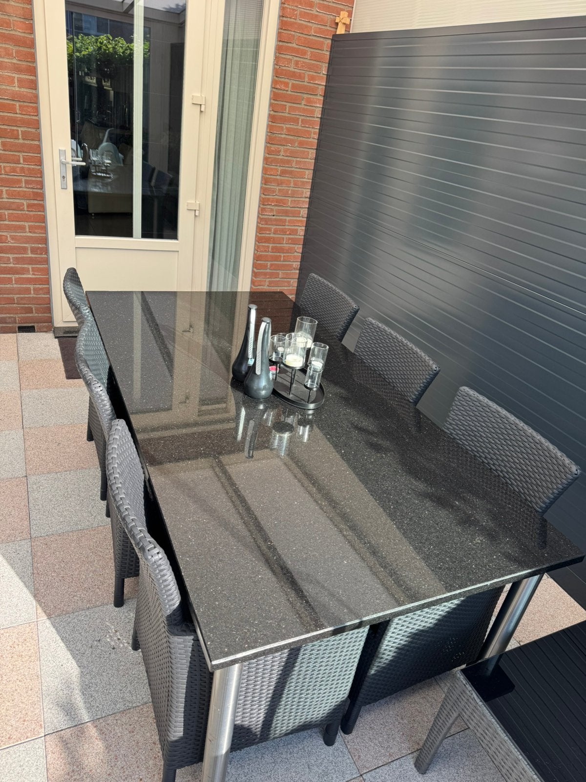 Granieten tafel en tuinstoelen te koop!!, Ophalen, Zo goed als nieuw, Overige materialen