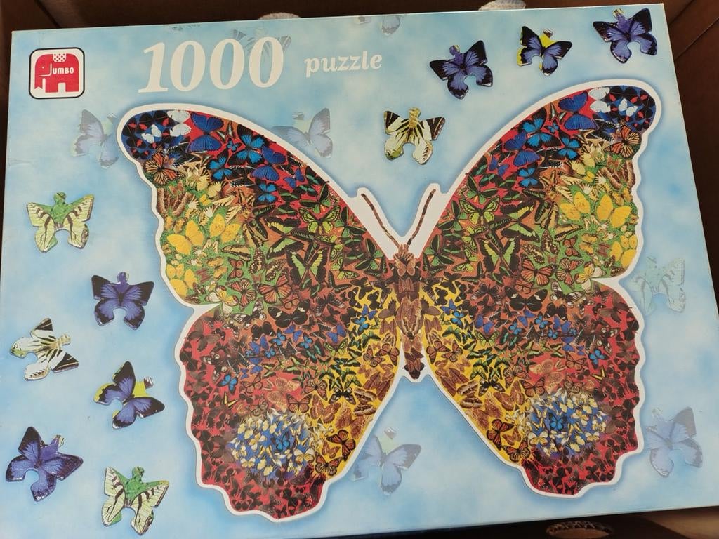 Puzzel vlinder 1000 stuksa, Ophalen of Verzenden, Meer dan 50 stukjes, Zo goed als nieuw, 6 jaar of ouder