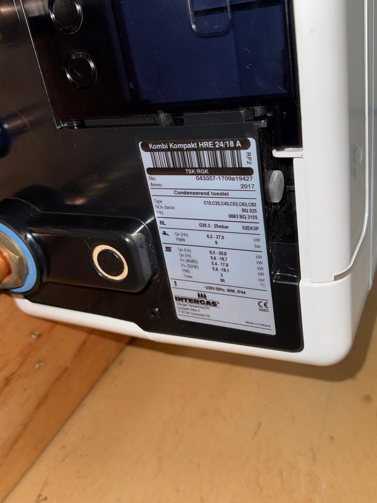 Intergas kompakt hre 24/18, Minder dan 20 liter, Ophalen, Zo goed als nieuw, Geiser