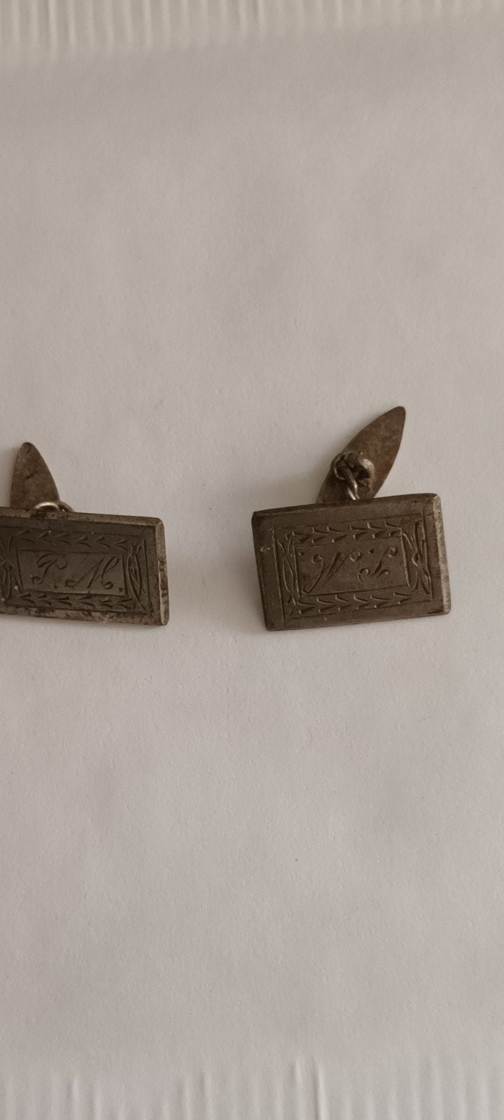 Vintage Manchetknopen met Initialen, Ophalen of Verzenden, Gebruikt, Zilver, Verzilverd