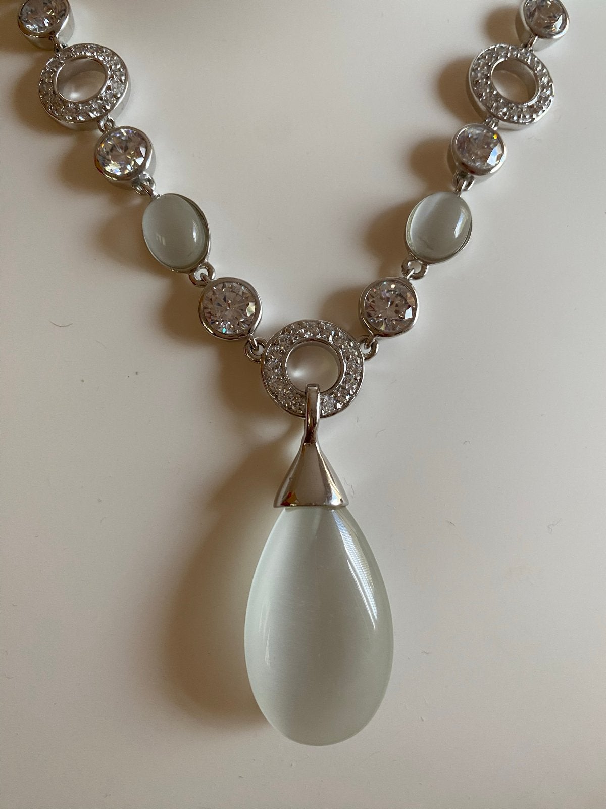 Zinzi ketting gerhodineerd 925 zilver/ cat-eye hanger Nieuw, Ophalen of Verzenden, Nieuw, Zilver, Met hanger