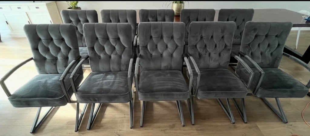 10 eetkamerstoelen te koop, Huis en Inrichting, Stoelen, Ophalen, Gebruikt, Vijf, Zes of meer stoelen, Stof