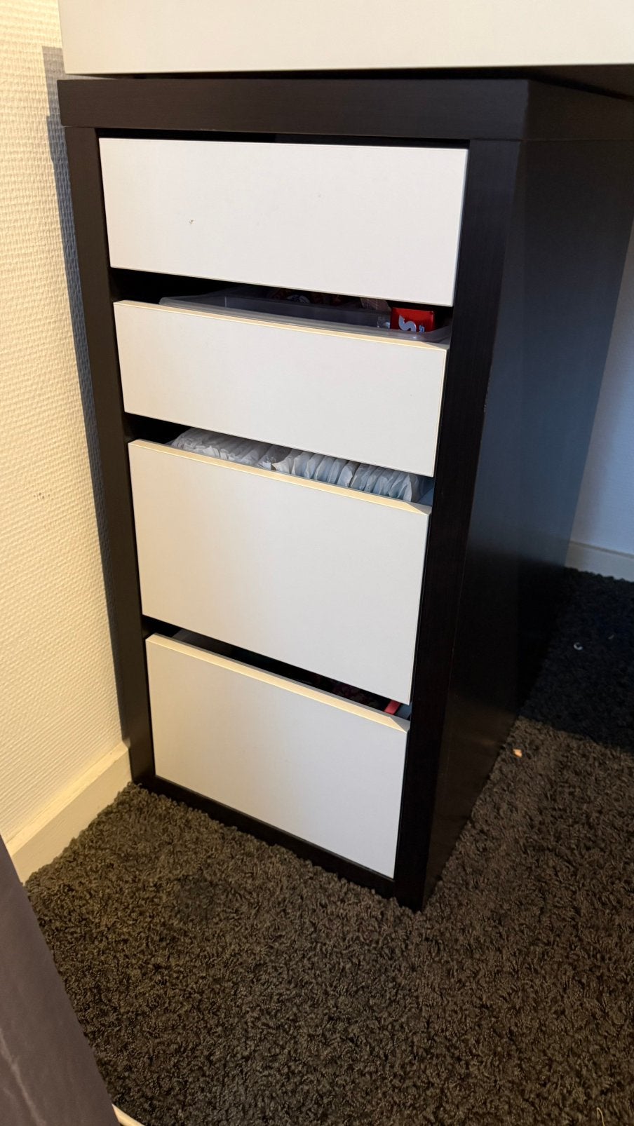 IKEA ladekast zwart/wit | 4 lades, Ophalen, Gebruikt, 50 tot 100 cm, 3 of 4 laden