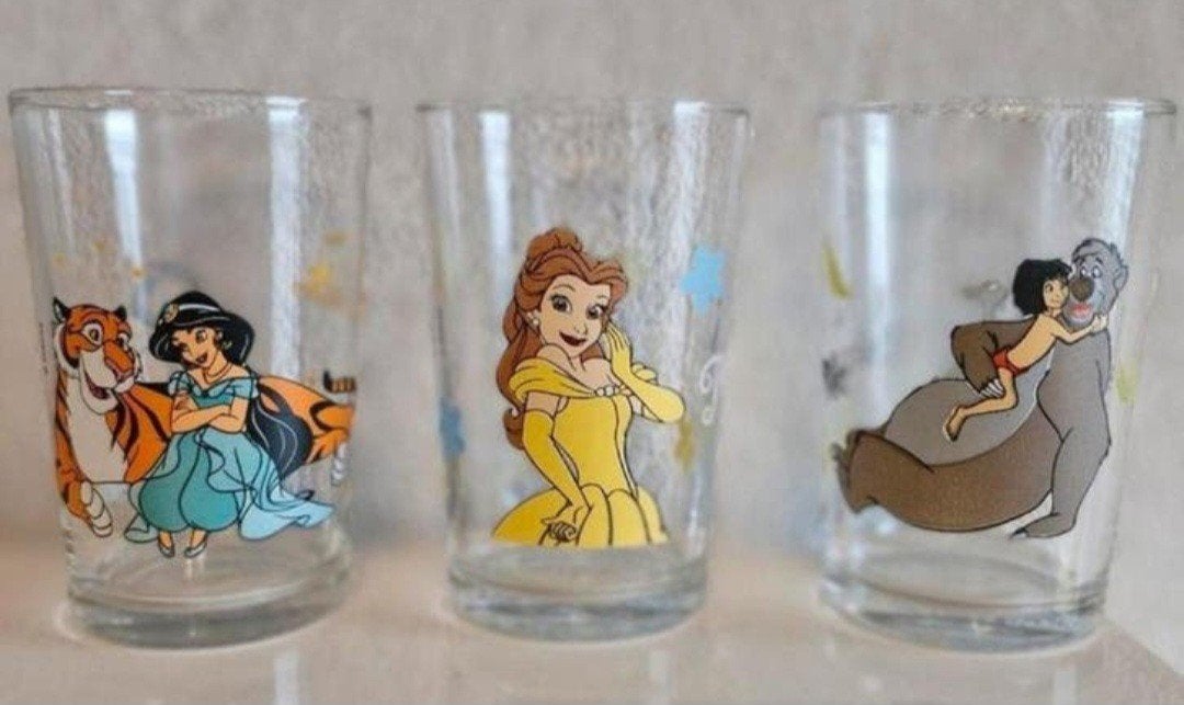 Drie Disney glazen, Verzamelen, Glas en Borrelglaasjes, Verzenden, Zo goed als nieuw, Frisdrankglas