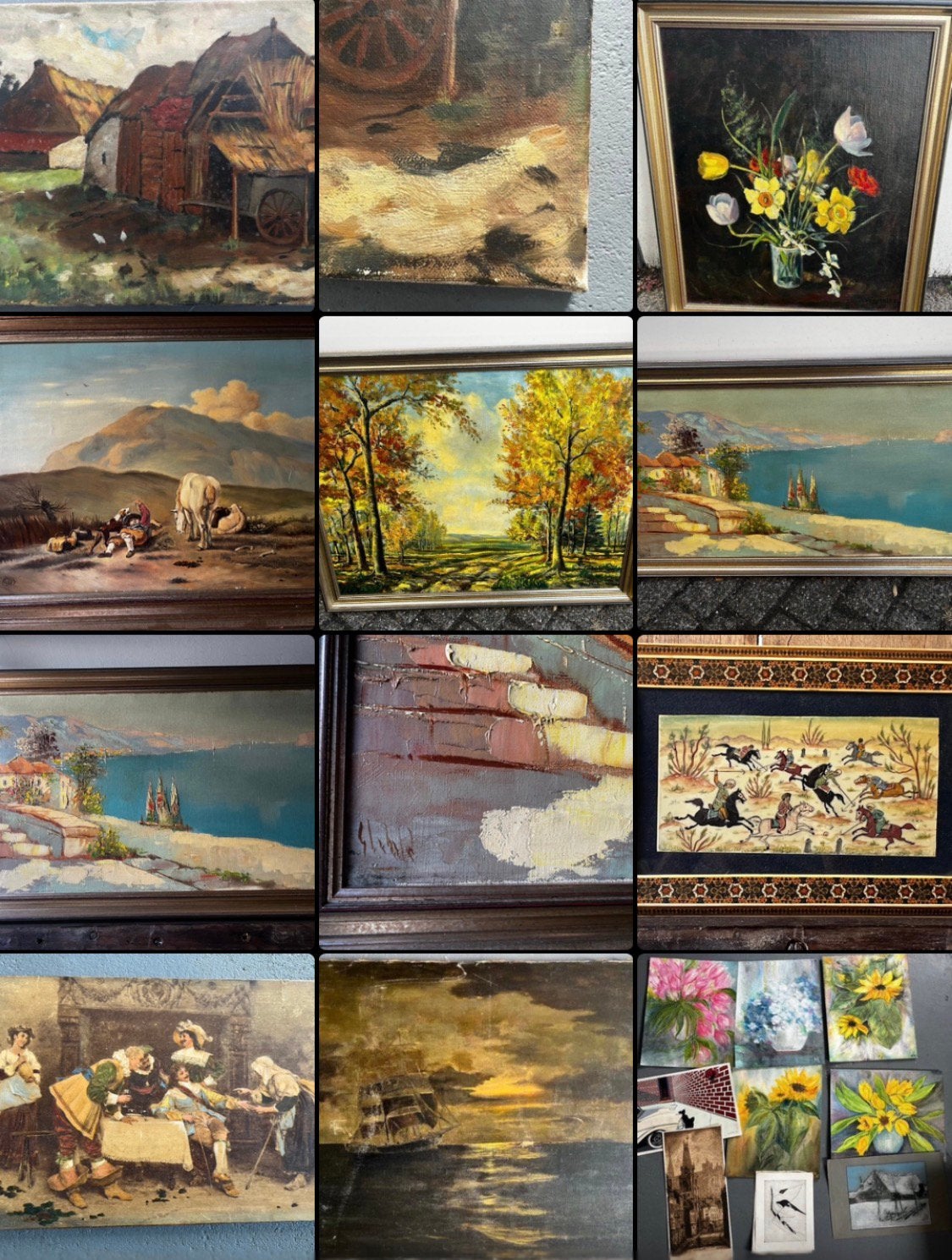 Partij oude klassieke schilderijen kunstwerken, Ophalen