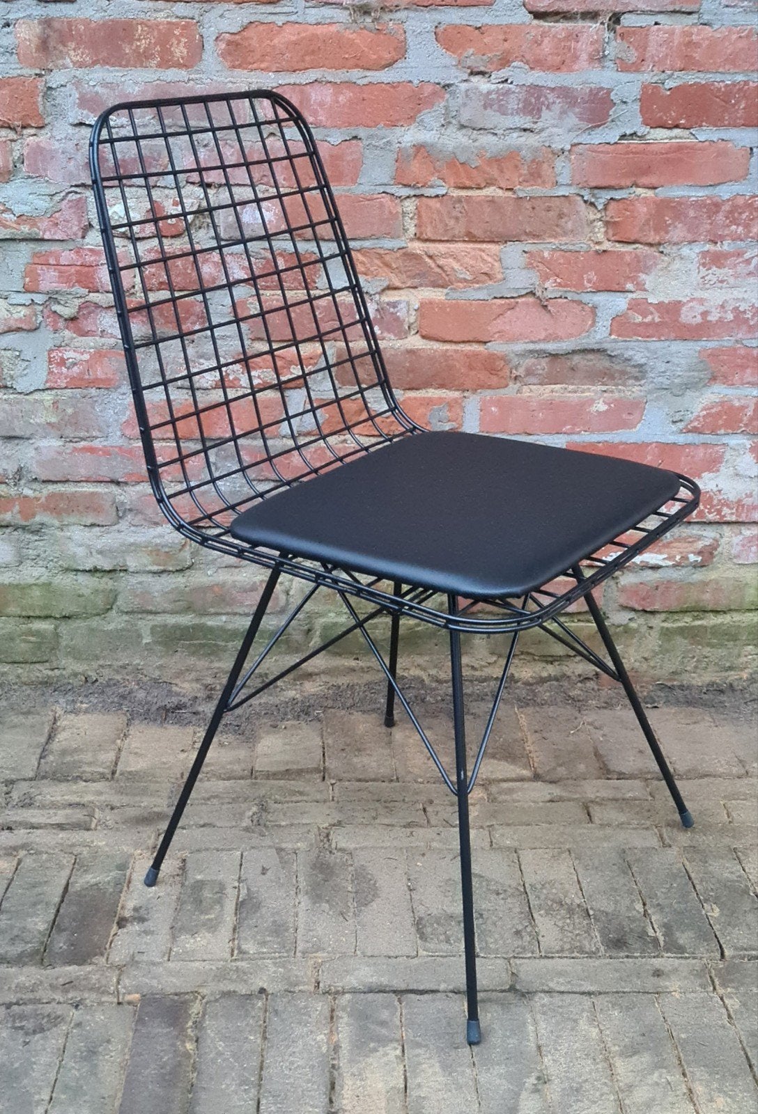 Design draadstoel. Skai bekleding., Ophalen, Zwart, Eén