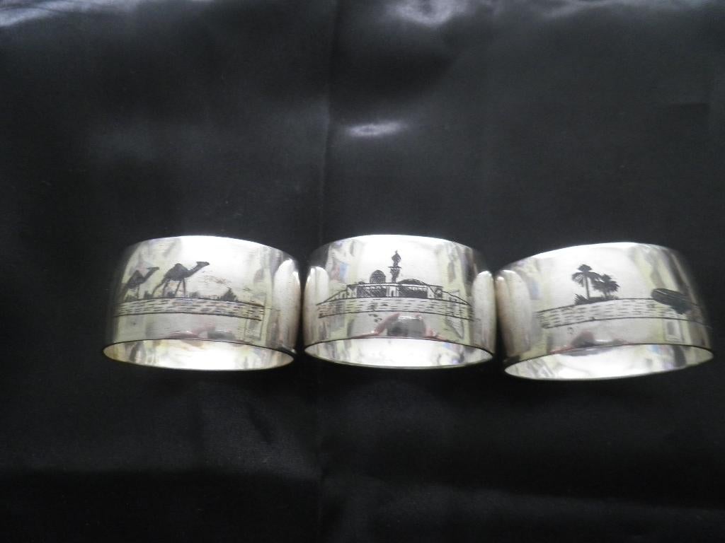 Niello zilver servetringen, Antiek en Kunst, Ophalen of Verzenden, Zilver