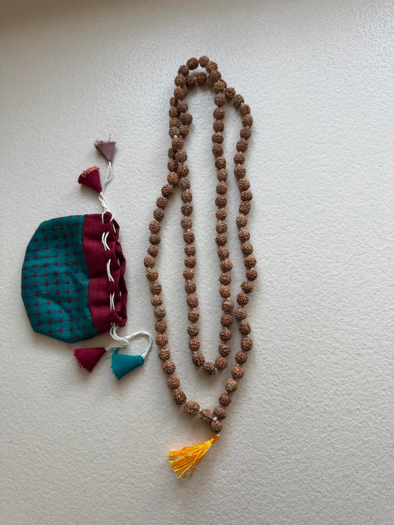Mala Rudraksha Gebedsketting met Zakje (nieuw), Ophalen of Verzenden, Nieuw, Bruin, Overige materialen