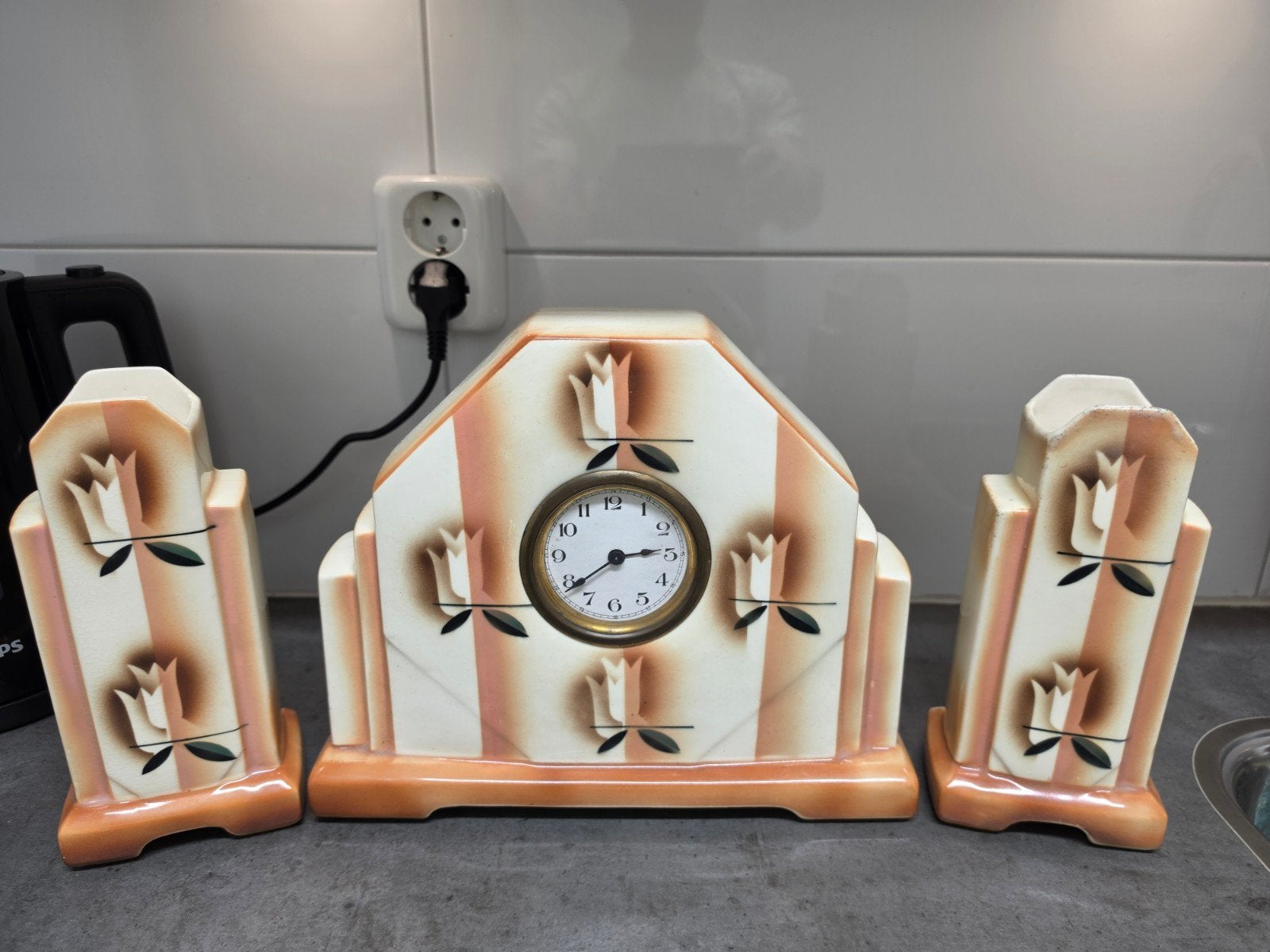 Dit is een vintage art-decoschouwgarnituur, Ophalen of Verzenden