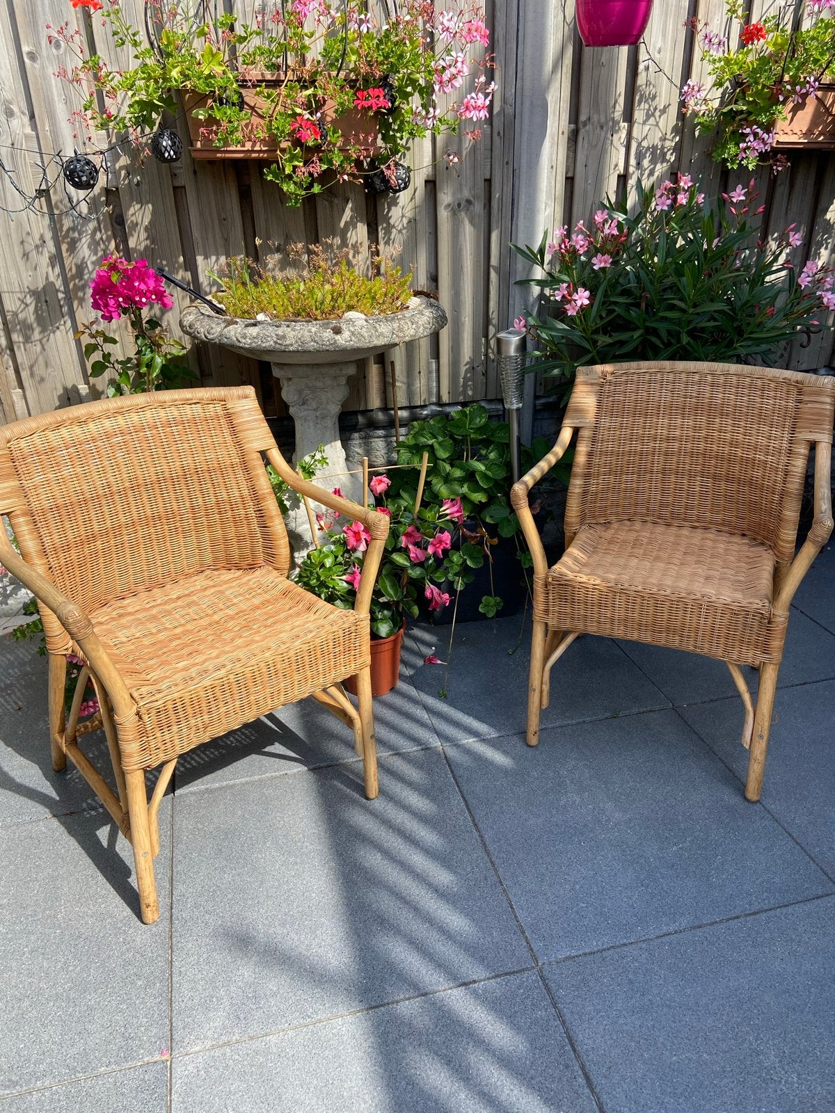 Set van 2 rotan tuinstoelen, Ophalen, Gebruikt, Rotan
