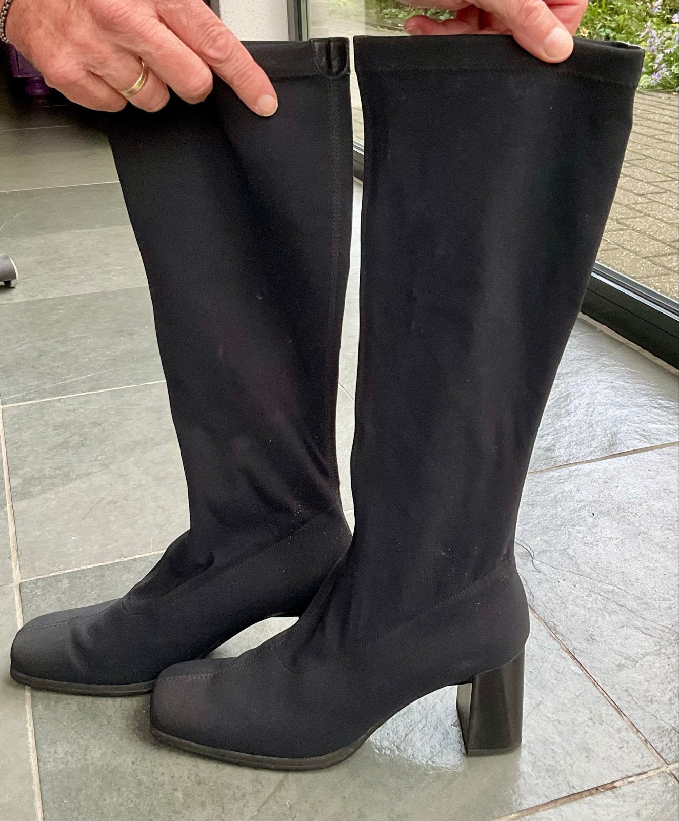 Gabor zwarte elastische laarzen maat 42, hak 6 cm, Ophalen of Verzenden, Zo goed als nieuw, Zwart, Hoge laarzen
