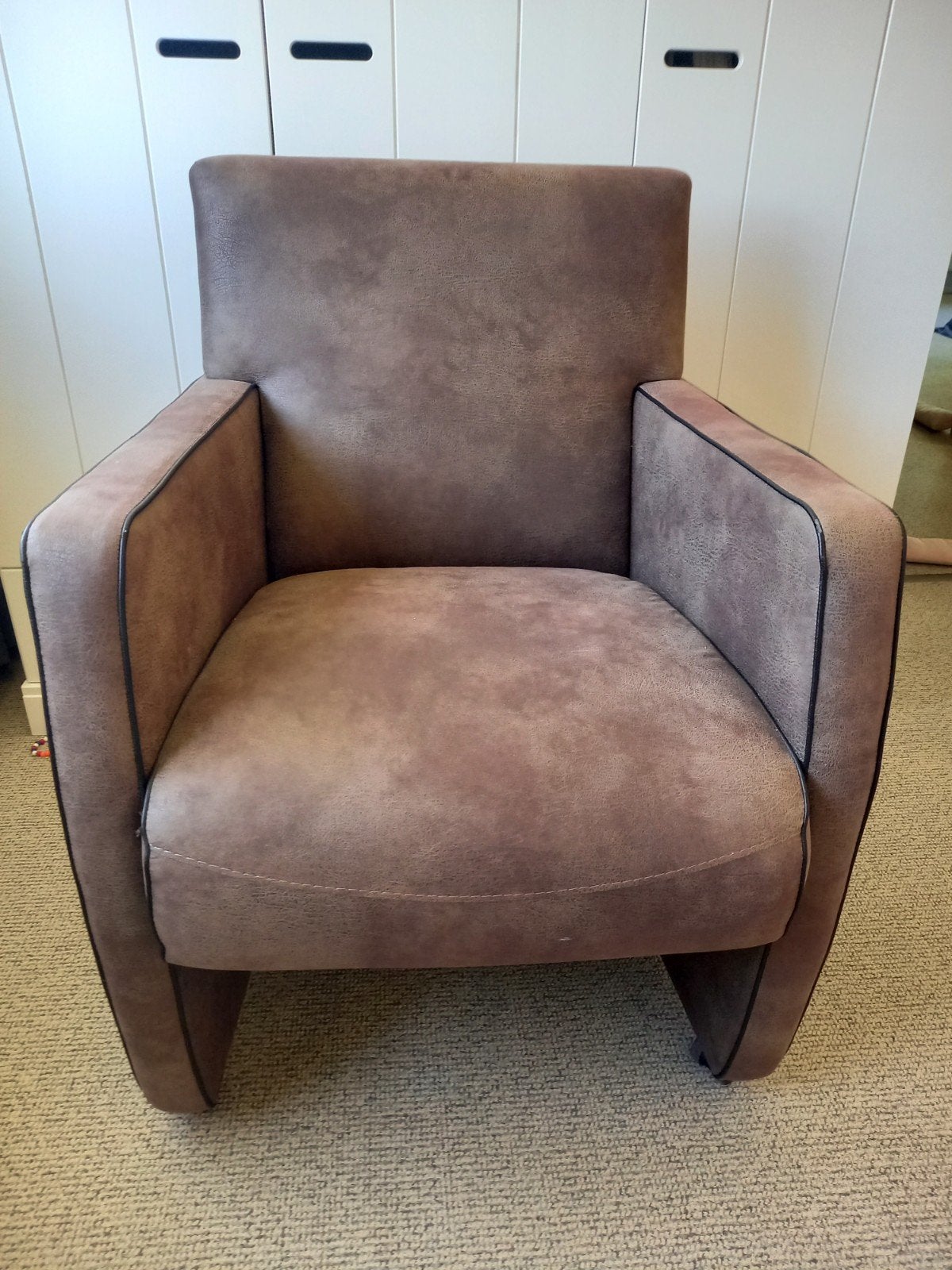 Eetkamer eettafel stoel verrijdbaar fauteuil bruin, Ophalen, Zo goed als nieuw, 75 tot 100 cm, 50 tot 75 cm
