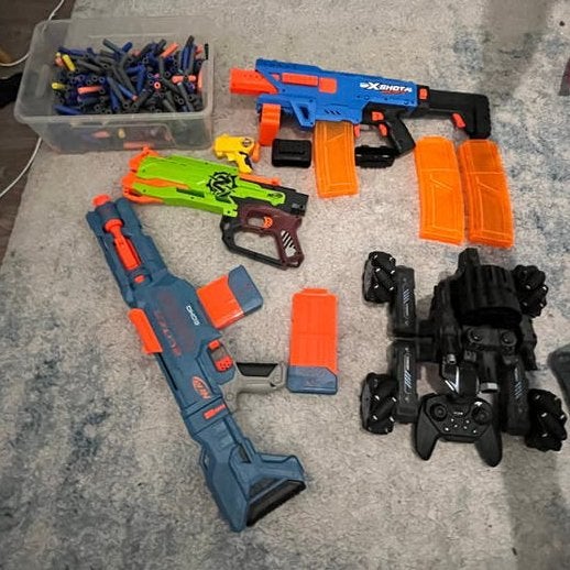 Grote Nerf en X-Shot Blaster Collectie met Munitie en Tank, Ophalen, Gebruikt