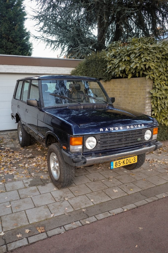 Range Rover Classic 1985 | 5-deurs | Mazda 3.5 TD Blok, Zwart, 4 cilinders, Blauw, Leder