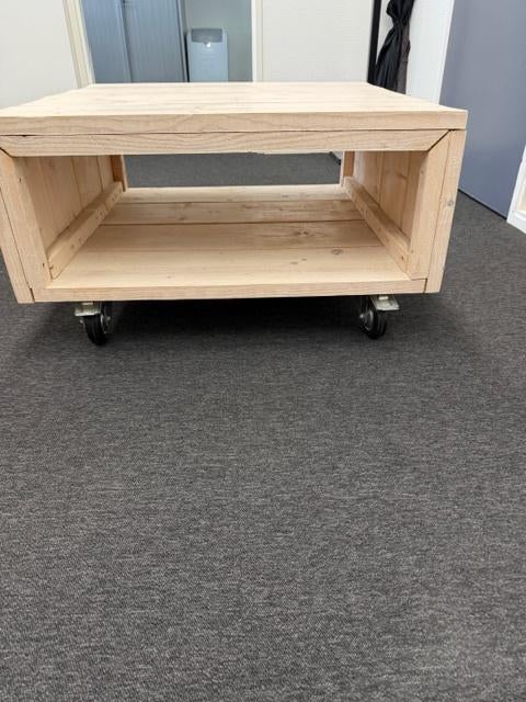 te koop steigerhouten salontafel, Ophalen, 100 tot 150 cm, Vierkant, 50 tot 100 cm