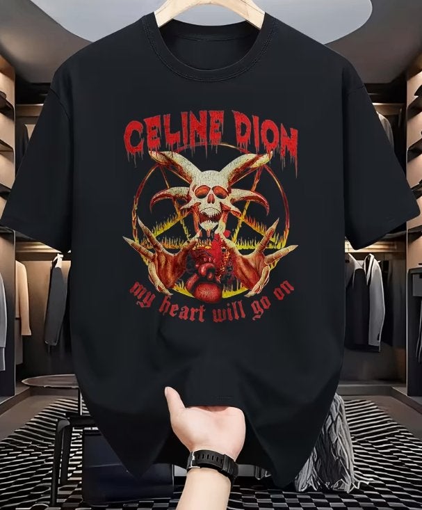 Band T-Shirt Celine Dion - Zwart, Kleding | Heren, T-shirts, Ophalen of Verzenden, Nieuw, Overige maten, Zwart