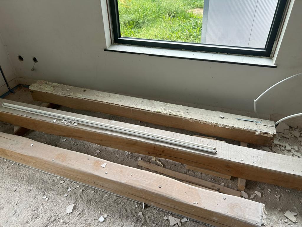 Eiken balken 3x, Doe-het-zelf en Verbouw, Hout en Planken, Gebruikt, Ophalen of Verzenden, Balk, Overige houtsoorten
