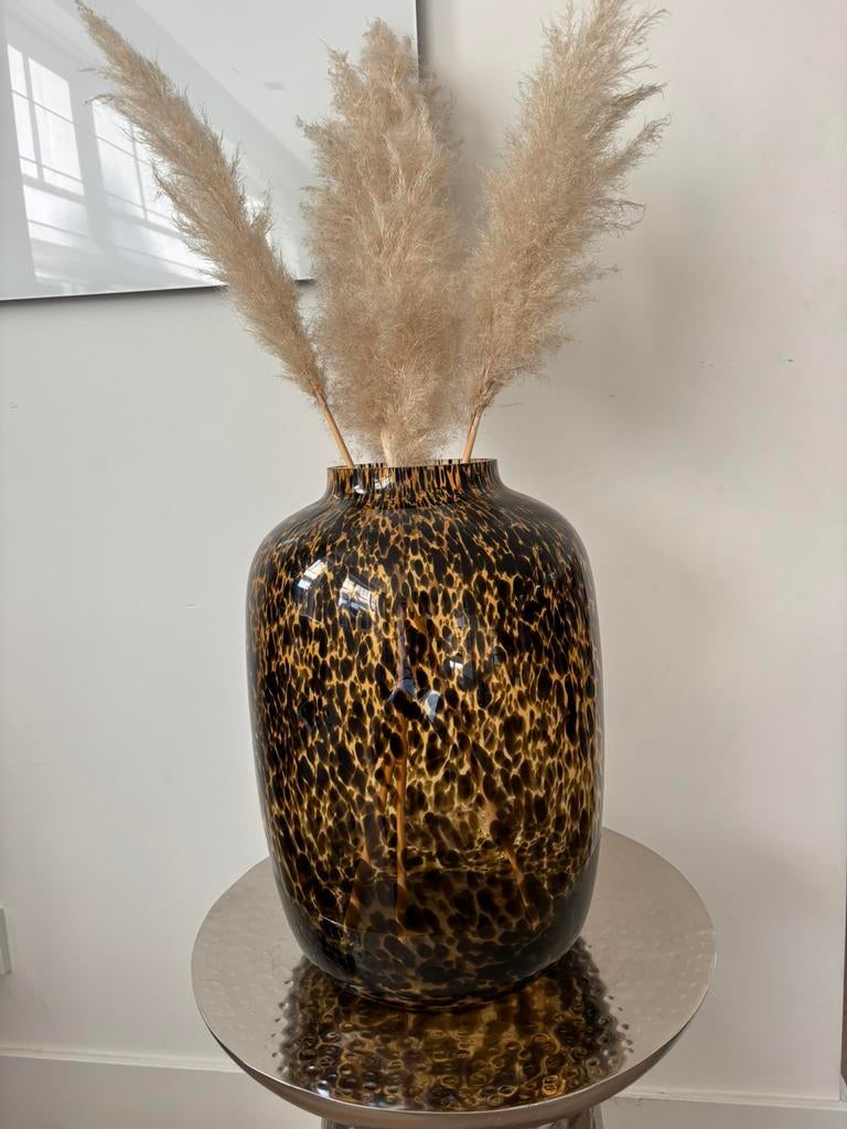 Vaas cheetah 35 x 25 cm, Ophalen, Overige kleuren, Minder dan 50 cm, Glas