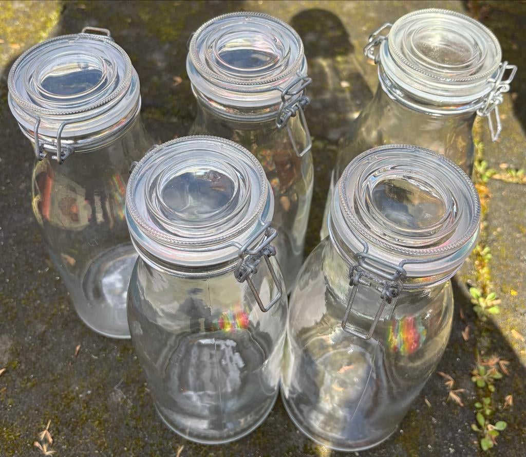 5x Glazen melkflessen met beugelsluiting - Action, Ophalen, Gebruikt