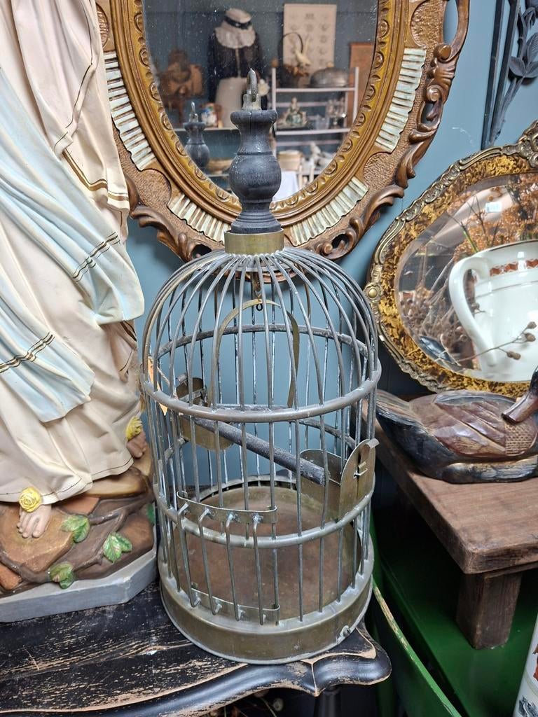 Antieke koperen vogelkooi - Decoratieve koperen kooi, Ophalen of Verzenden