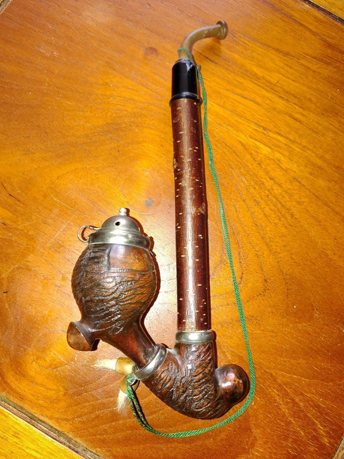 Antieke houten pijp met metalen deksel, Ophalen of Verzenden, Gebruikt, (Water)pijp