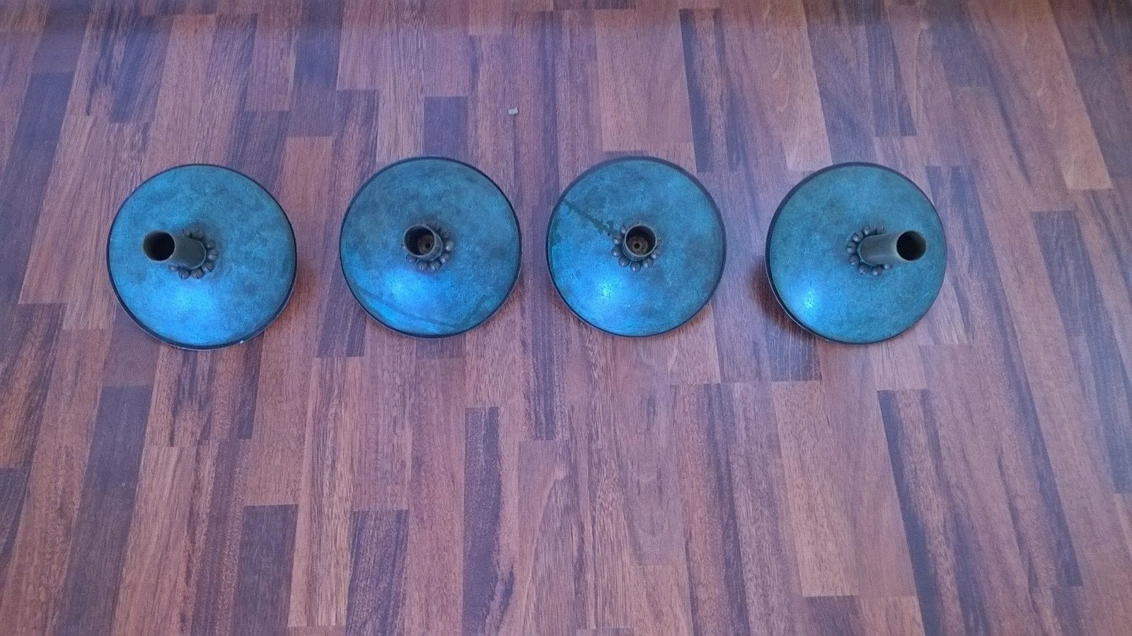 4 Antieke kerk- kaars- kandelaars., Ophalen of Verzenden, Koper of Brons