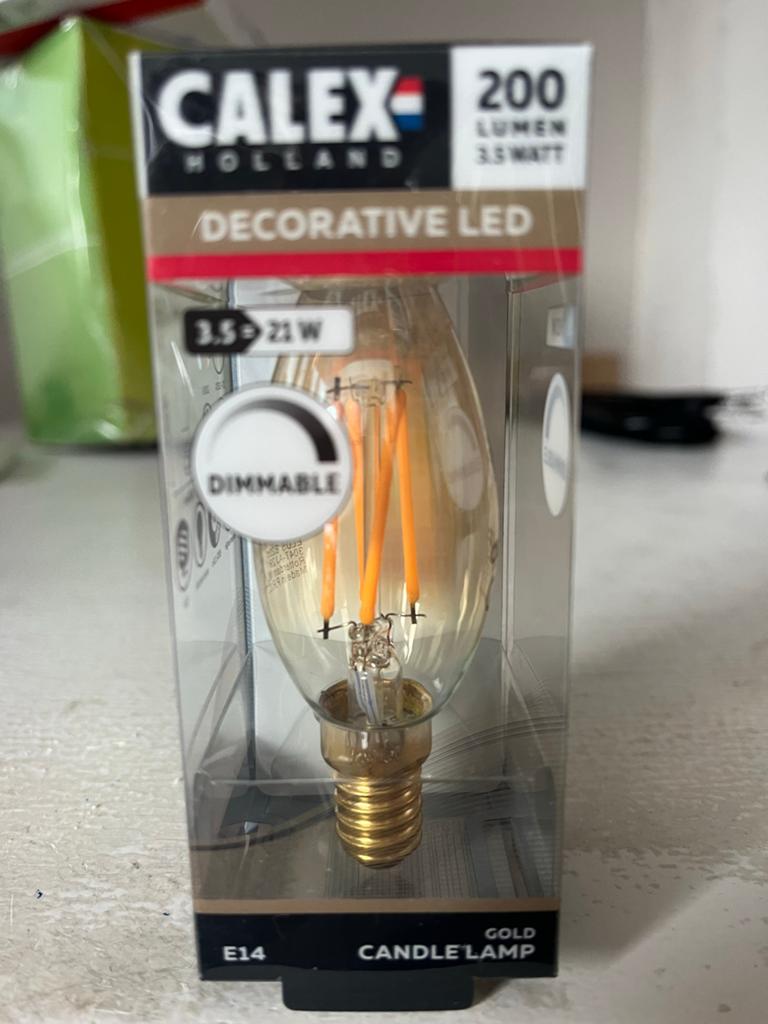 Calex LED Filament Kaarslamp E14 Dimbare Gold 3.5W, Led-lamp, Minder dan 30 watt, E14 (klein), Nieuw