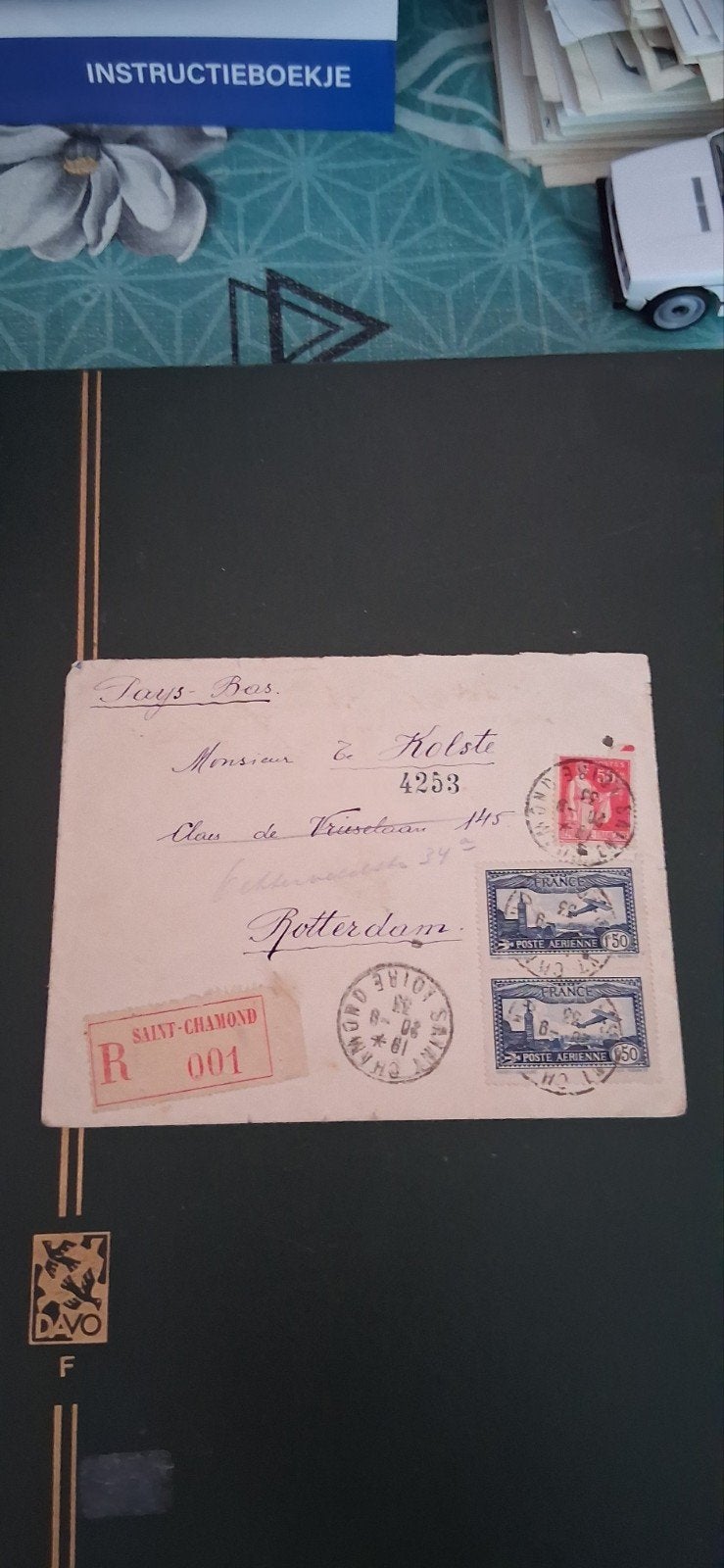 Oude envelop met postzegels en stempels - Frankrijk, Ophalen of Verzenden, 1940 tot 1960, Gelopen, Frankrijk