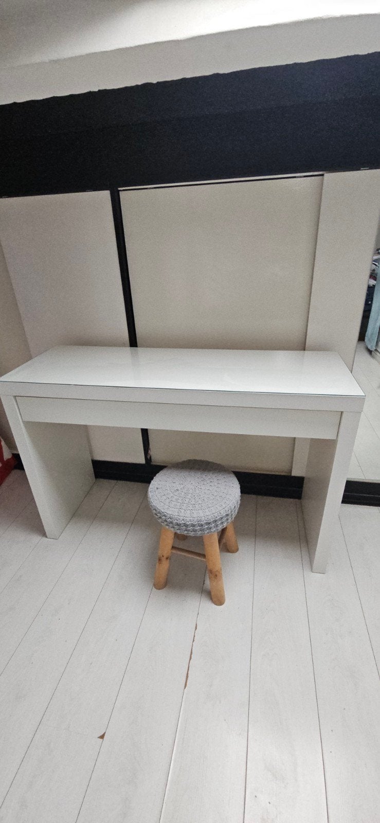 Witte kaptafel/bureau met lade, Ophalen, 100 tot 150 cm, Zo goed als nieuw, Minder dan 100 cm