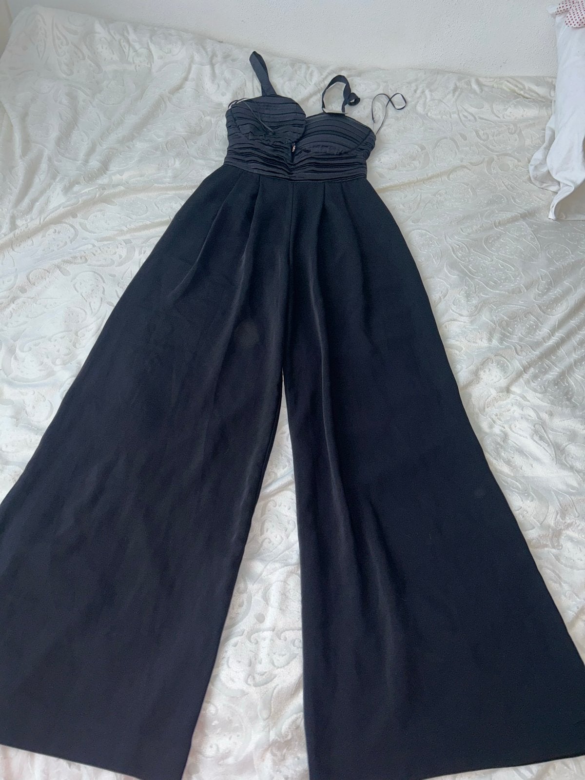 Zwarte satijnen jumpsuit maat M, Ophalen of Verzenden, Nieuw, Maat 38/40 (M), Zwart
