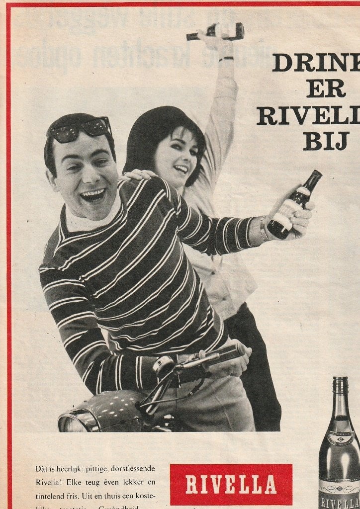 Retro reclame 1963 Rivella frisdrank stel op de fiets, Verzenden, Overige typen