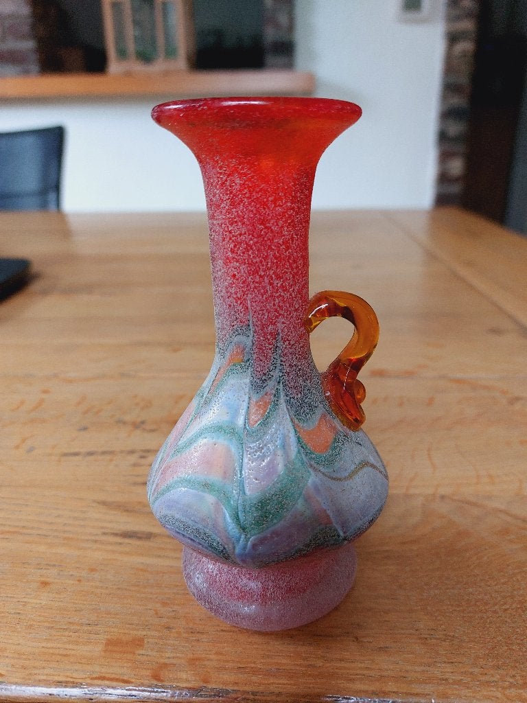 Murano Scavo Seguso Vaasje - Mid-Century, Antiek en Kunst, Antiek | Glas en Kristal, Ophalen of Verzenden