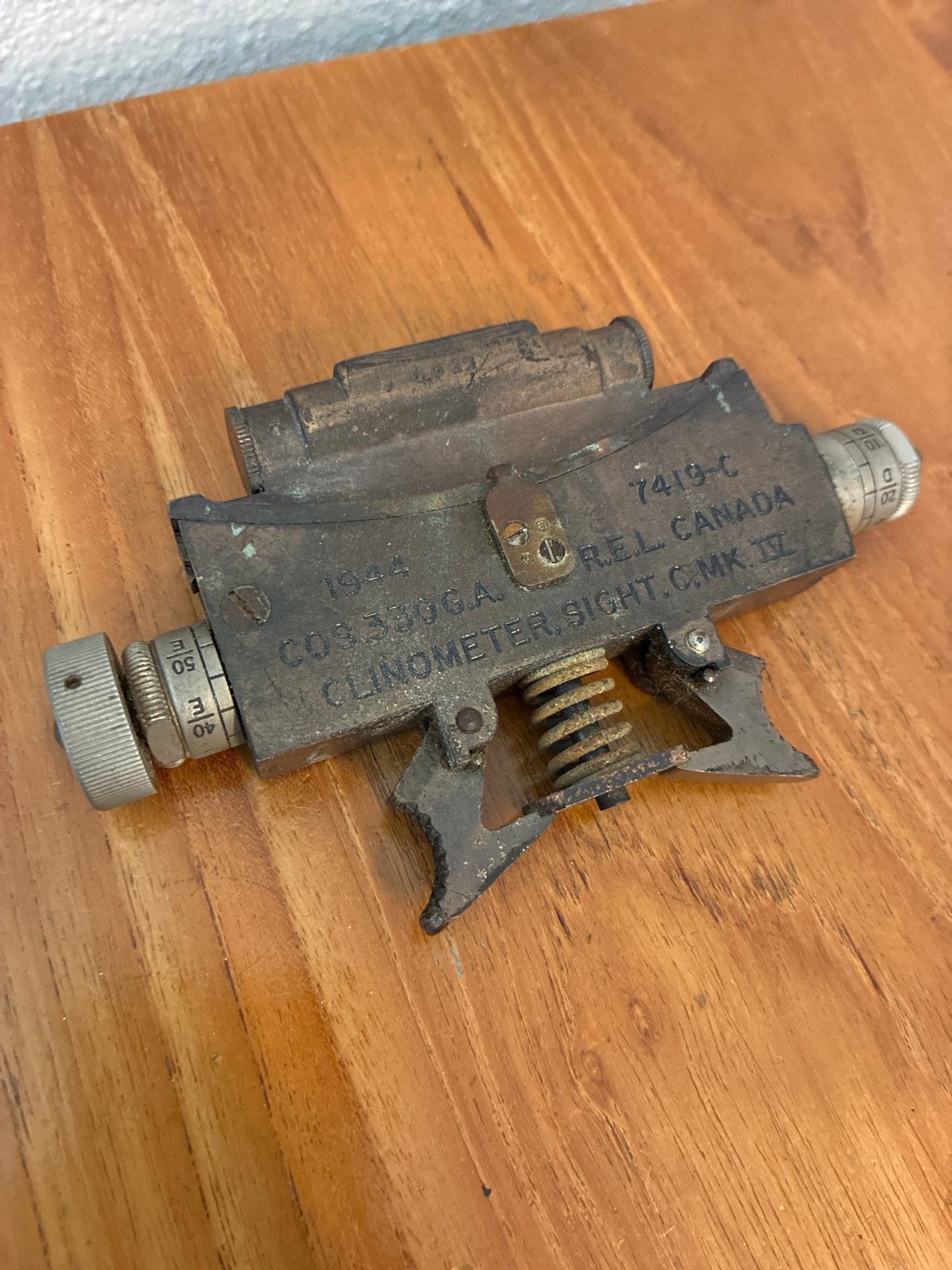 Vintage Clinometer Sight C.MK IV uit 1944 - R.E.L. Canada, Ophalen of Verzenden