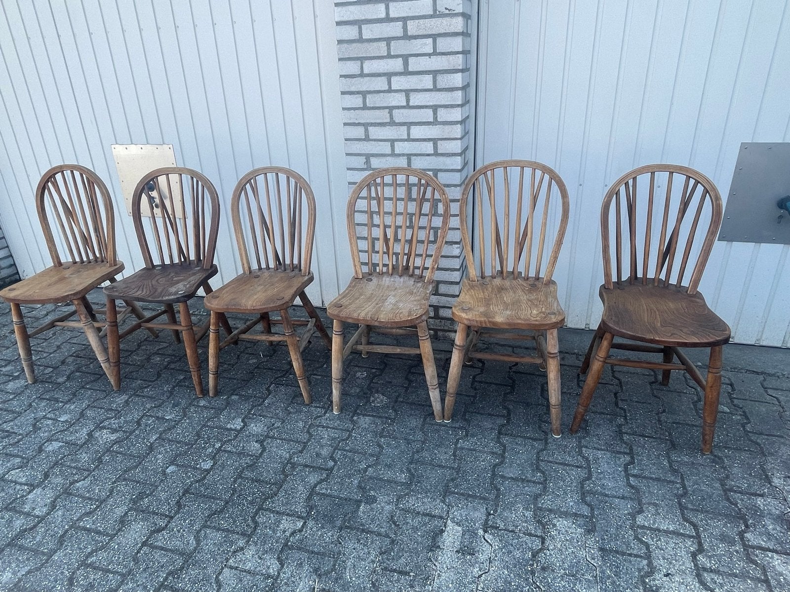 Set Antieke Windsor eetkamerstoelen van eikenhout, Ophalen