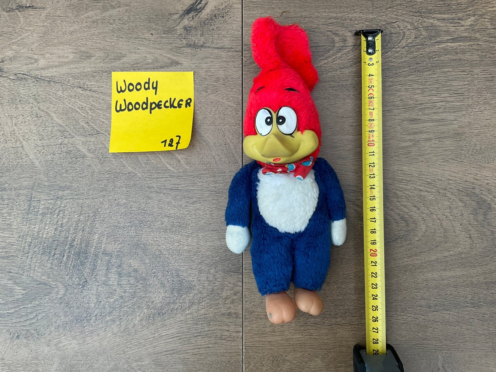 Gebruikte Woody Woodpecker knuffel pluche en kunststof, Ophalen, Overige figuren, Gebruikt, Beeldje of Figuurtje