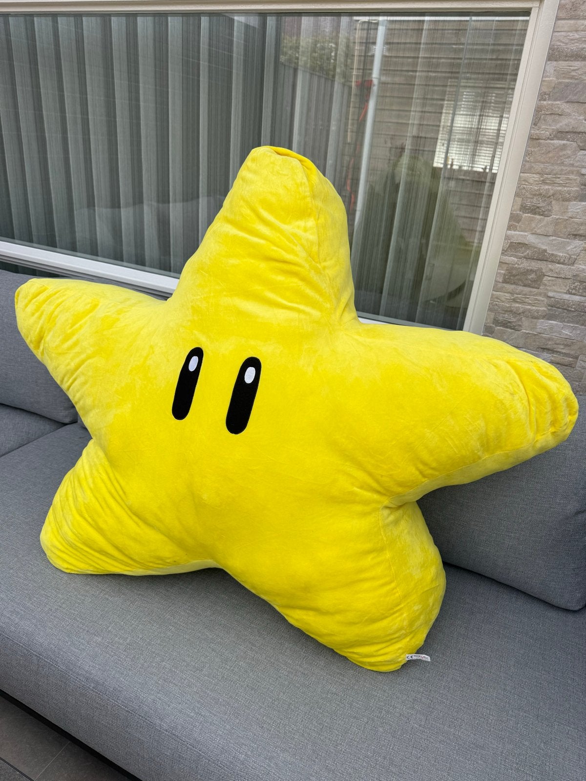 Super Mario Ster Kussen - Geel Pluche, Ophalen of Verzenden, Zo goed als nieuw