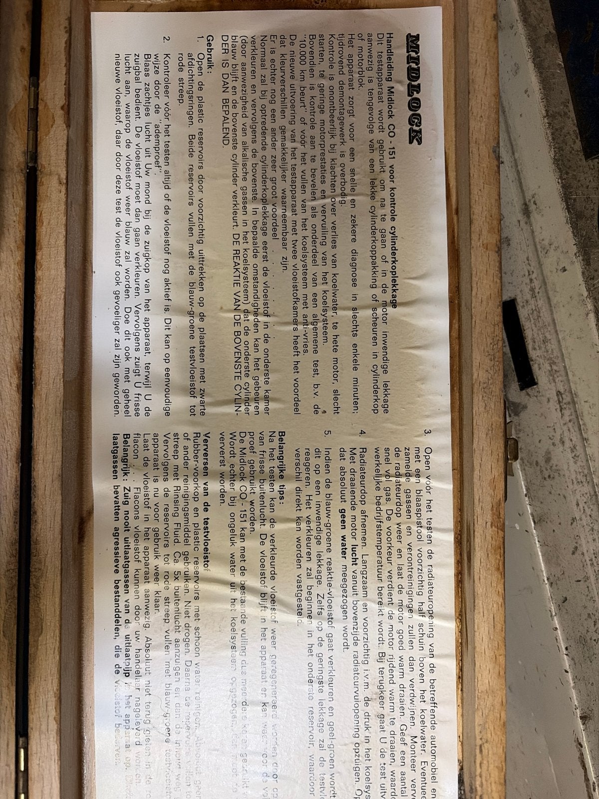 Midlock CO-151 Cilinderkop lekkage tester in houten kist, Ophalen of Verzenden, Gebruikt