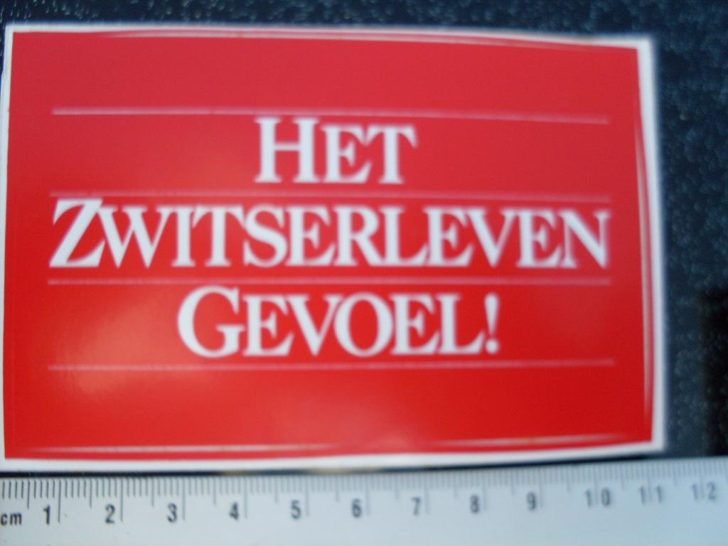 sticker het zwitserleven gevoel!, Verzenden, Zo goed als nieuw, Bedrijf of Vereniging