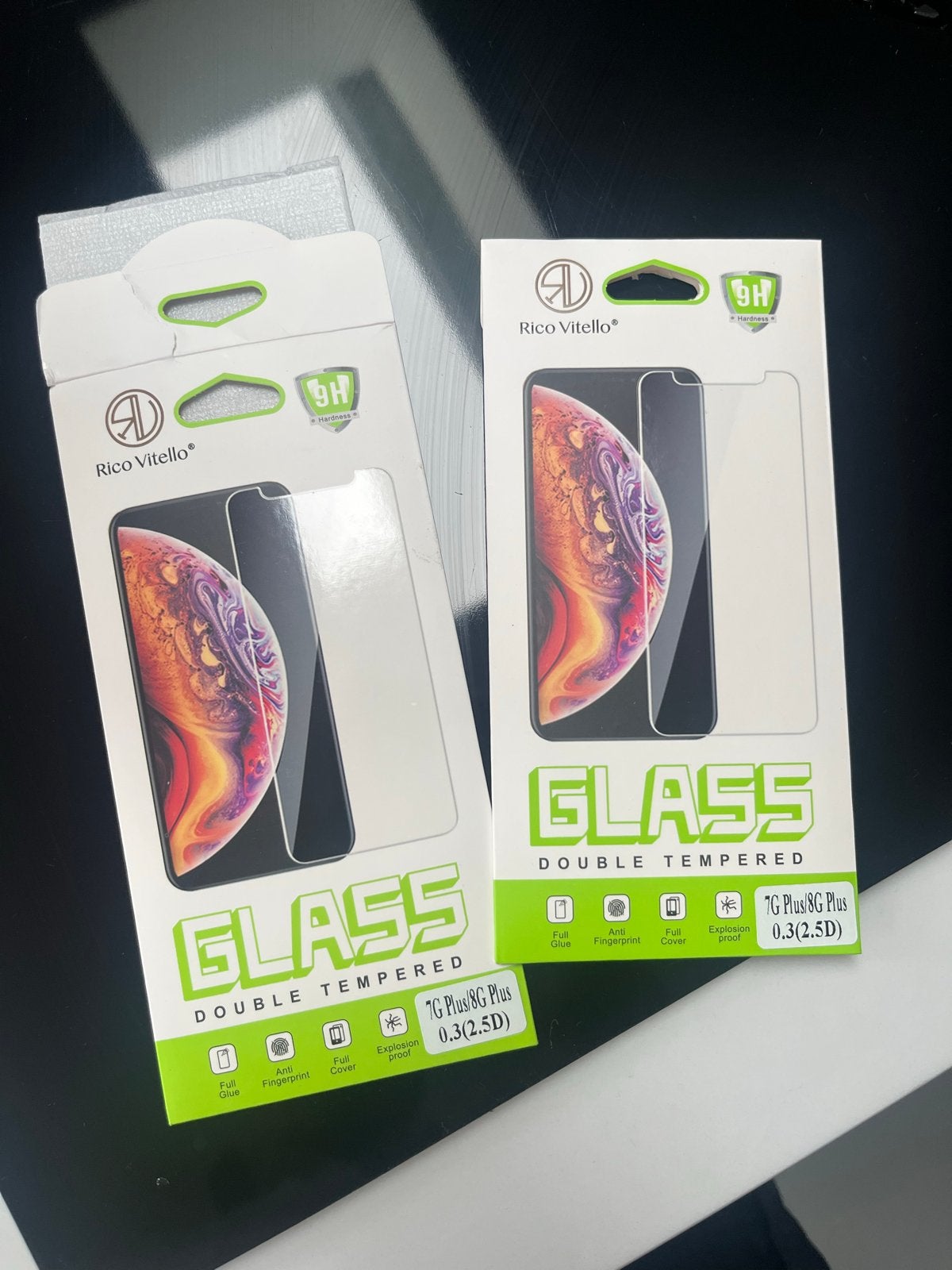 2x Beschermglas voor iPhone 7 Plus en 8 Plus - Rico Vitello, IPhone 7 Plus, Overige merken, Anti-vingerafdruk, Nieuw