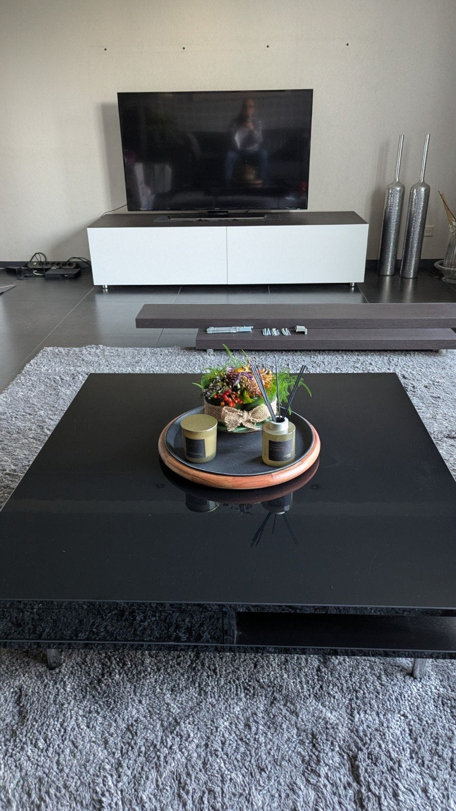 Strakke, moderne salontafel, Huis en Inrichting, Ophalen, Gebruikt, 50 tot 100 cm, Vierkant