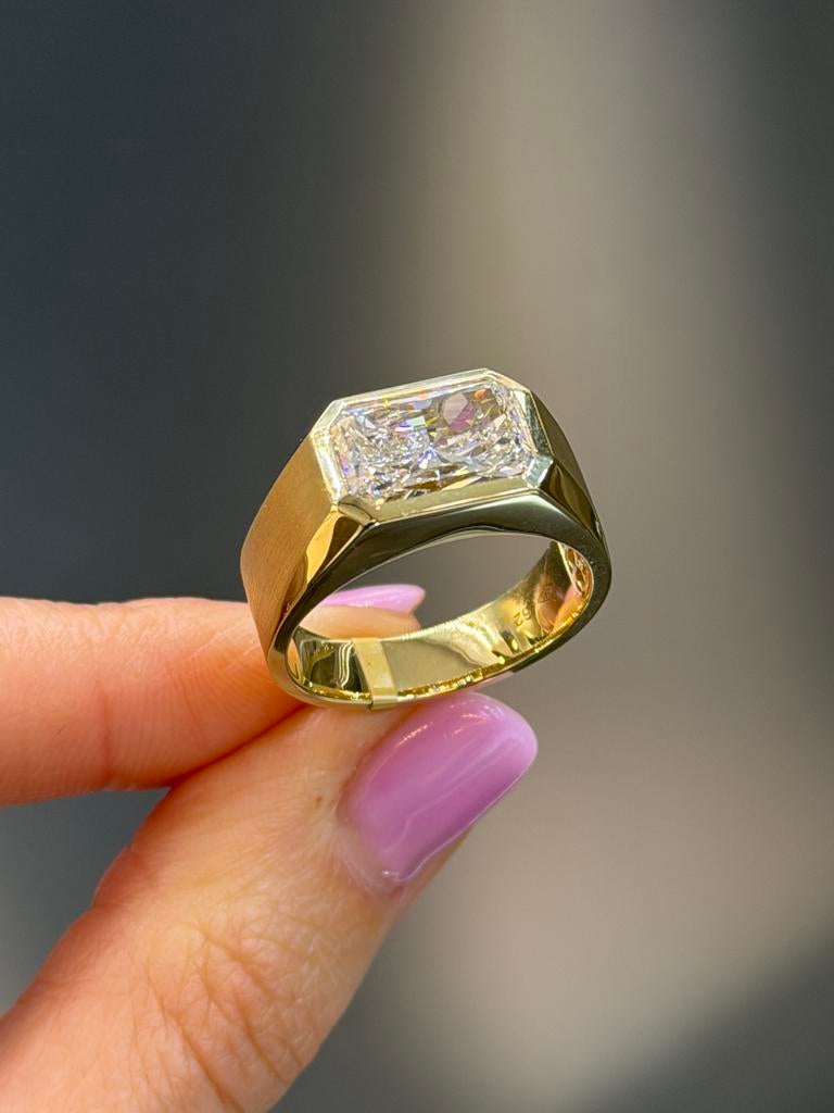 14KT Goud - Herenring - 4ct Labdiamant - 8.1 Gram-Mannenring, Sieraden, Tassen en Uiterlijk, Ringen, Ophalen, 20 of groter, Heer