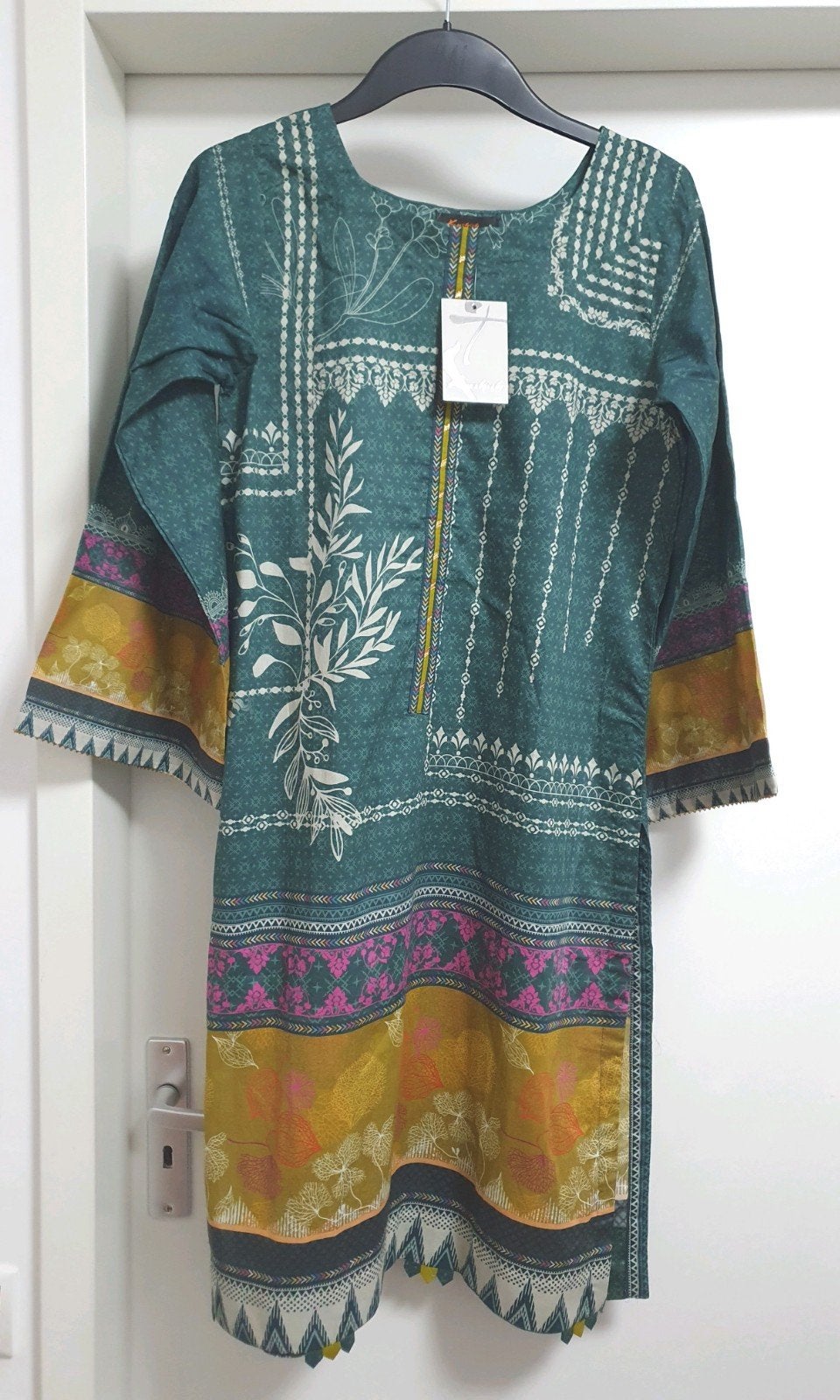 Nieuwe Kaashish Tuniek Maat S - Groen met Kleurrijke Print, Nieuw, Knielengte, Maat 36 (S), Groen
