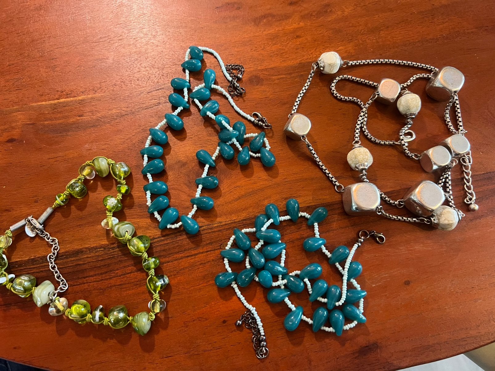 Vintage halfedelstenen glaskralen kettingen verzilverd boho, Sieraden, Tassen en Uiterlijk, Overige materialen, Overige kleuren