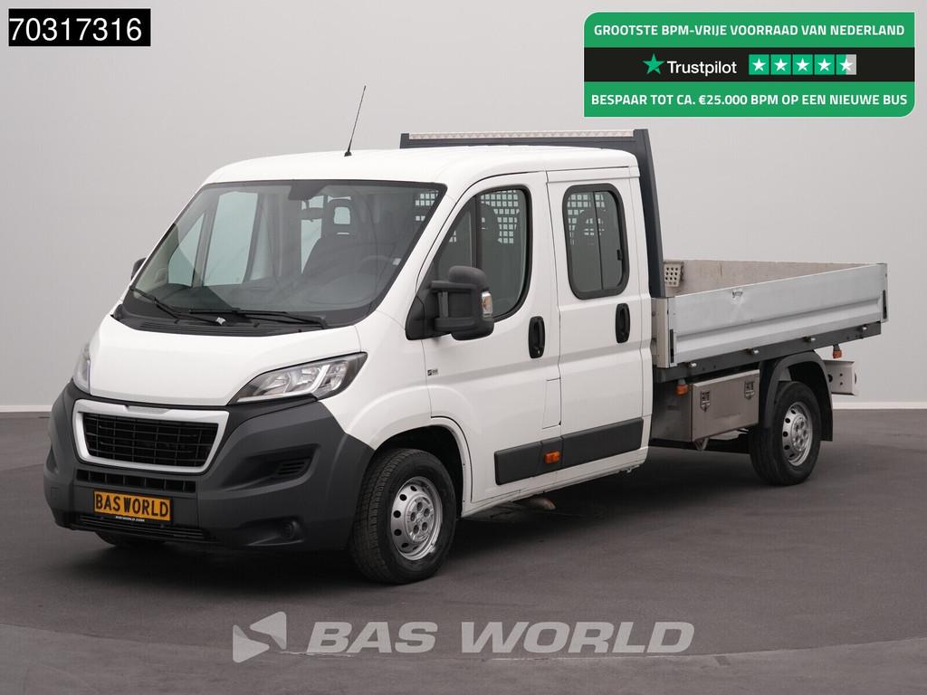 Peugeot Boxer 130pk Dubbel Cabine Open Laadbak Trekhaak Prit, Auto's, Bestelauto's, Euro 5, Stof, Gebruikt, 4 cilinders