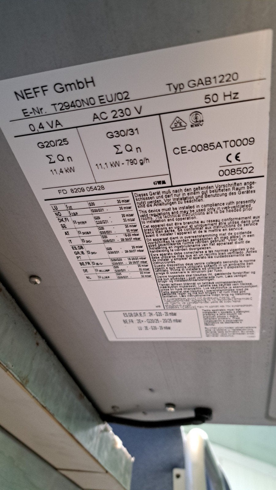 Neff GAB1220 inbouw Gasfornuis - 5 Kookzones, Witgoed en Apparatuur, Ophalen of Verzenden, Zo goed als nieuw, Inbouw, Gas