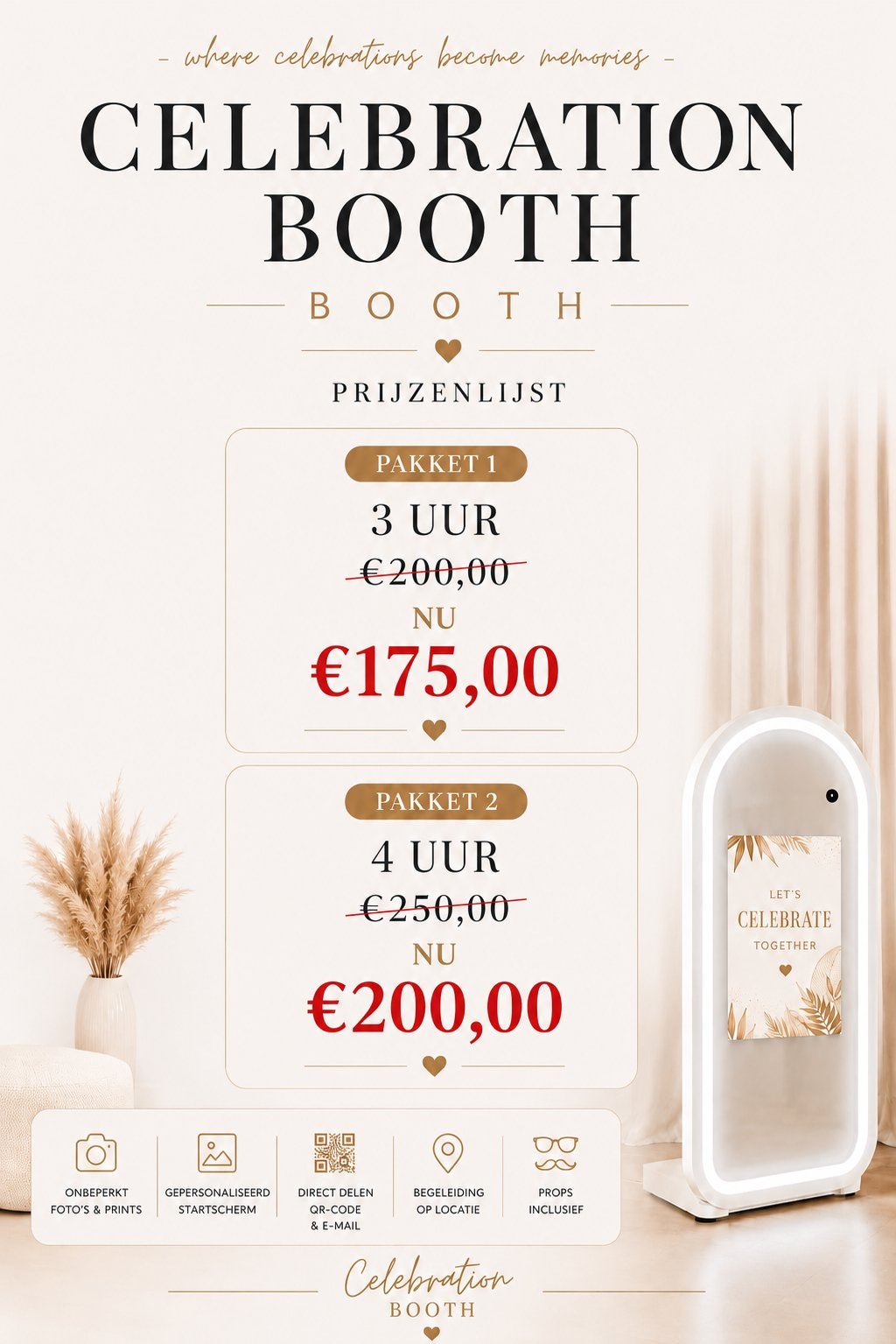 Actie! Luxe Photobooth Huren Vanaf €175, Ophalen of Verzenden, Nieuw