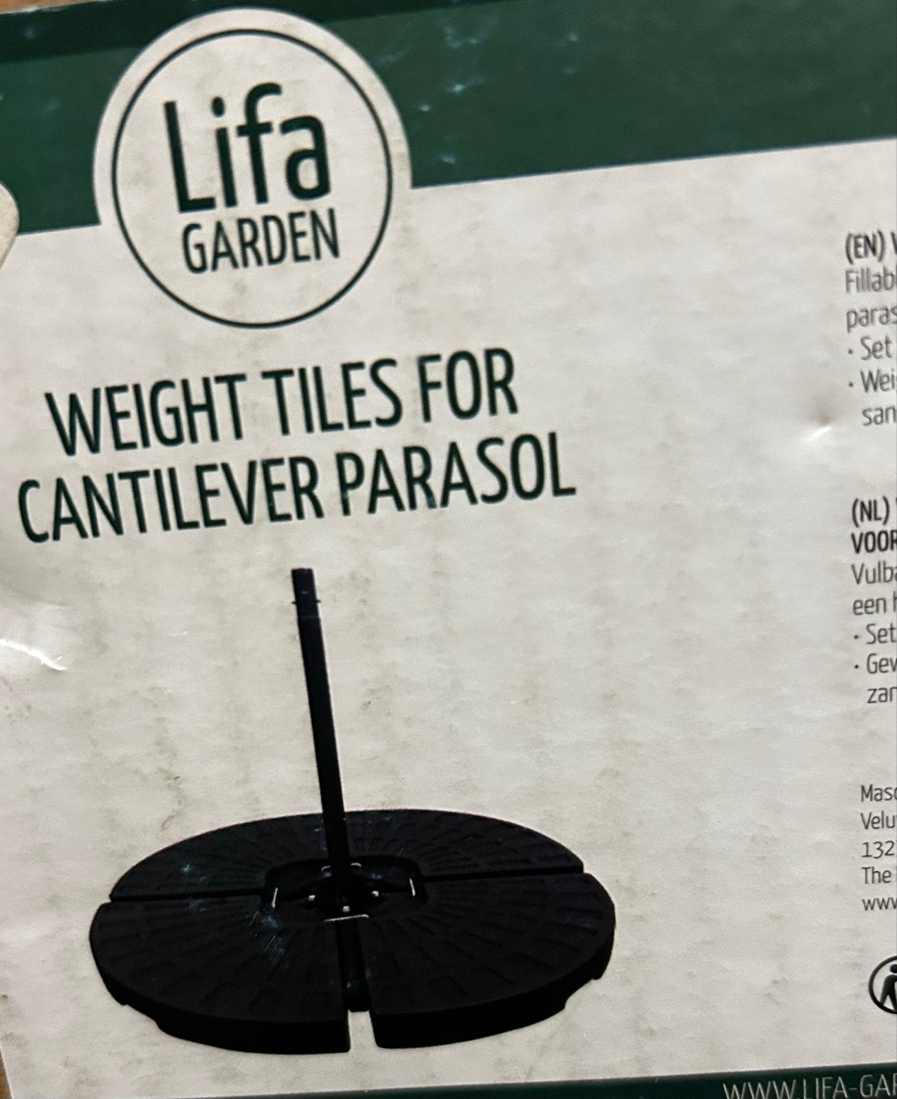 Lifa Garden Vulbare Voet voor Zweefparasol, Ophalen of Verzenden, Nieuw, Parasolvoet