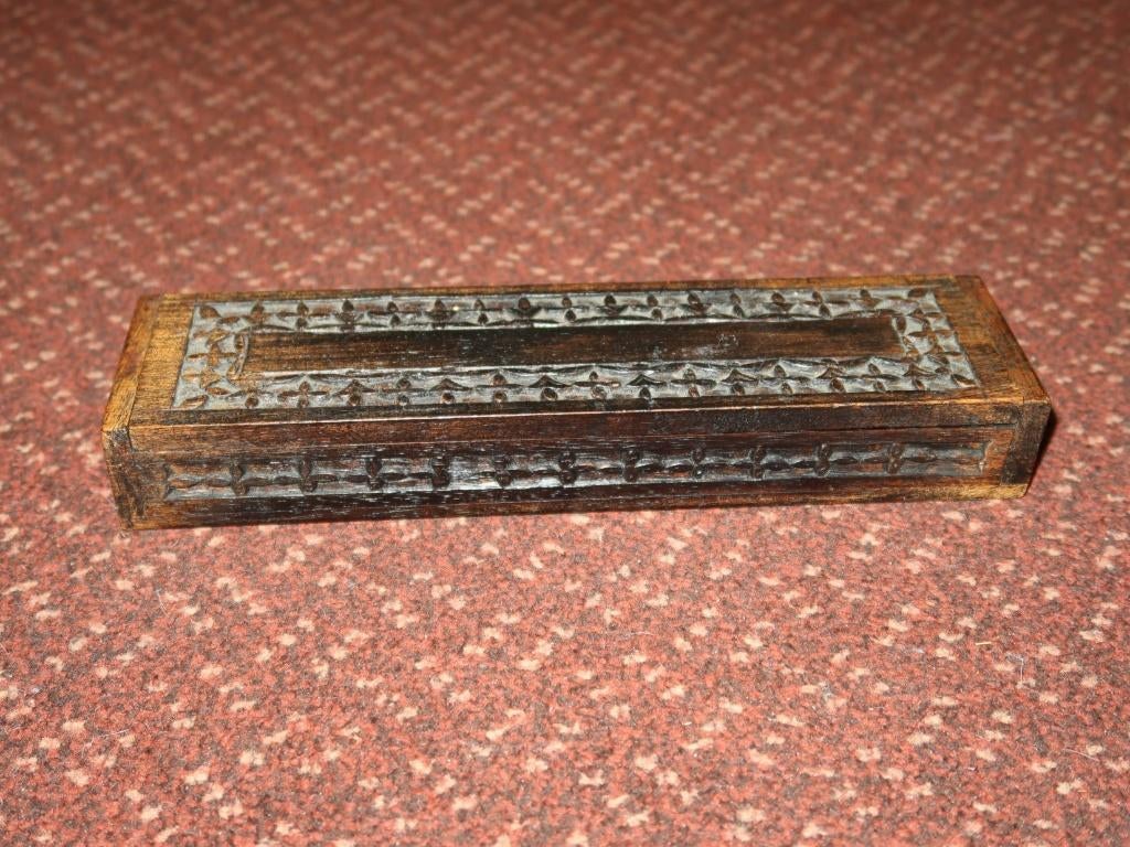 houten vintage pennenbakje, Indonesisch retro sigarenkistje, Verzenden, Zo goed als nieuw, Hout, Oosters