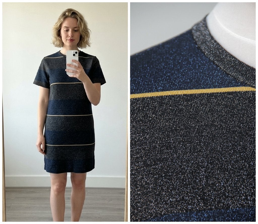 Nikkie - prachtige jurk blauw met goud - maat 36, Zo goed als nieuw, Nikkie, Maat 36 (S), Boven de knie