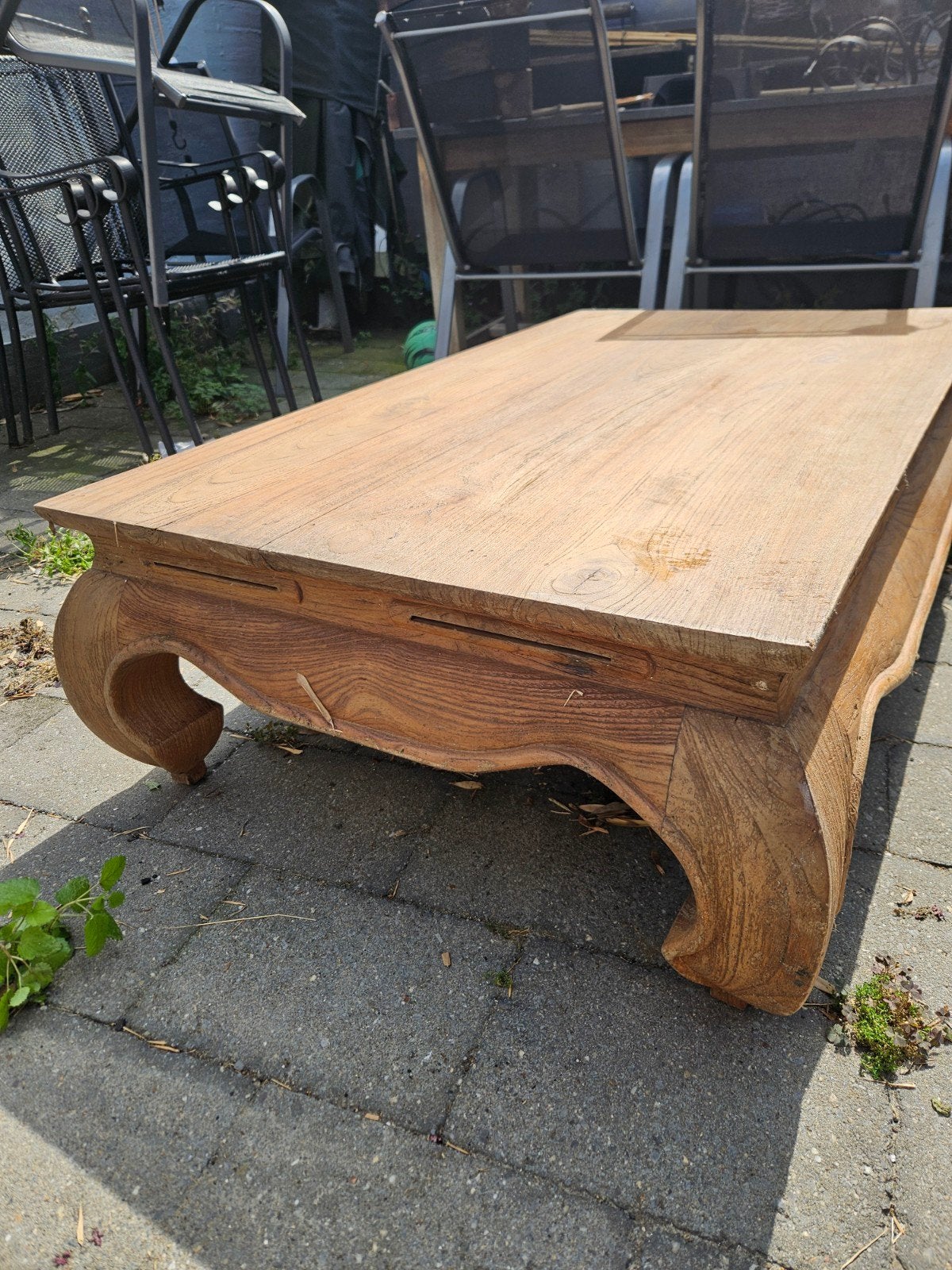 Prachtige Opiumtafel van Teakhout - Indonesische Stijl, Ophalen, Indonesisch, Oosters, Koloniaal, Gebruikt, 100 tot 150 cm